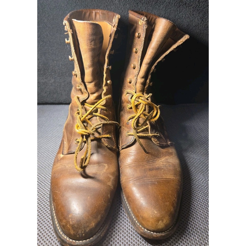 Vintage Justin 545 Brown Leather Lace Up Western Work Boots Mens 8.5 D USA